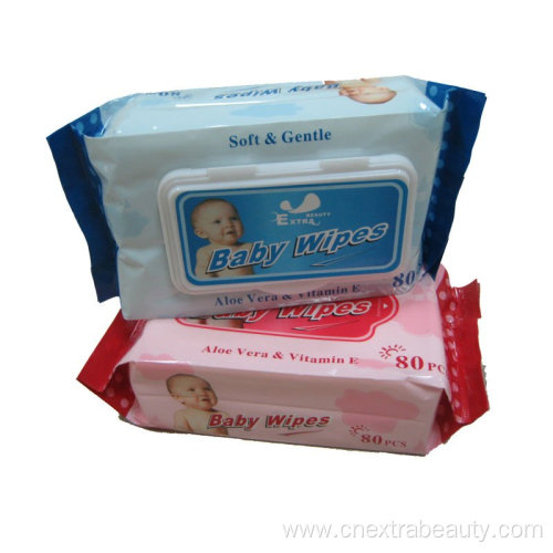 80PCS Antibacterial Baby Wipes with Plastic Lid